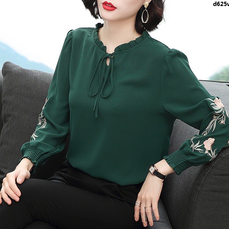 Áo Sơ Mi Chiffon Tay Dài Thời Trang Mùa Thu Dành Cho Nữ Trung Niên 40-50 Tuổi