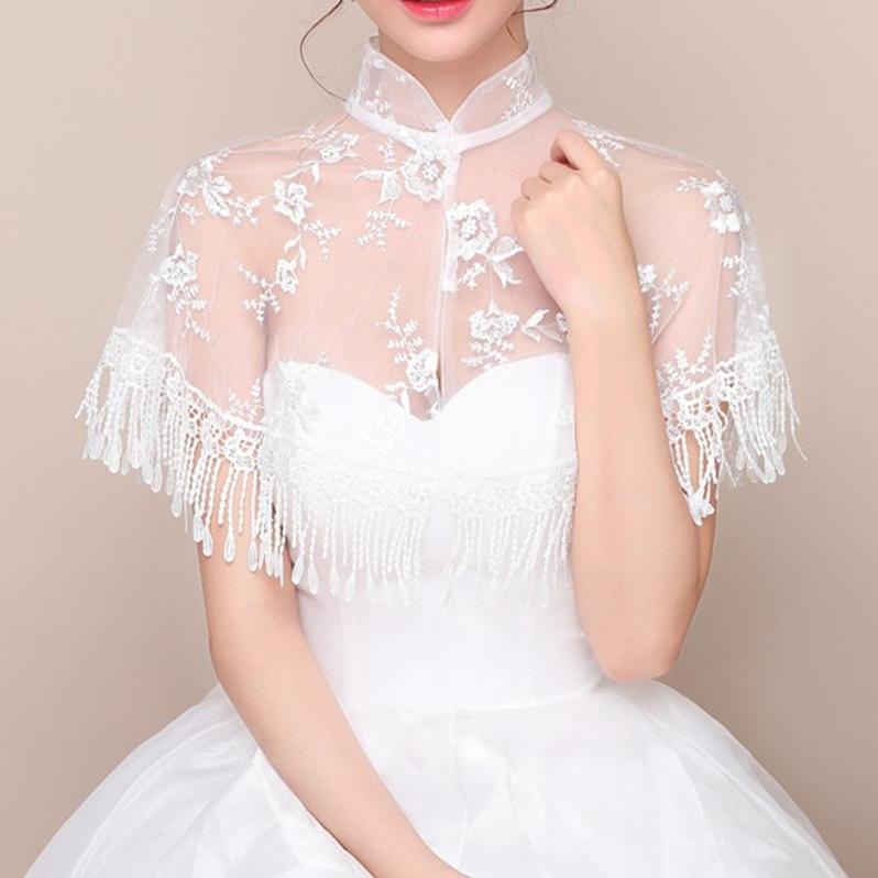 Áo choàng ren tua rua cổ cao cho cô dâu 😍