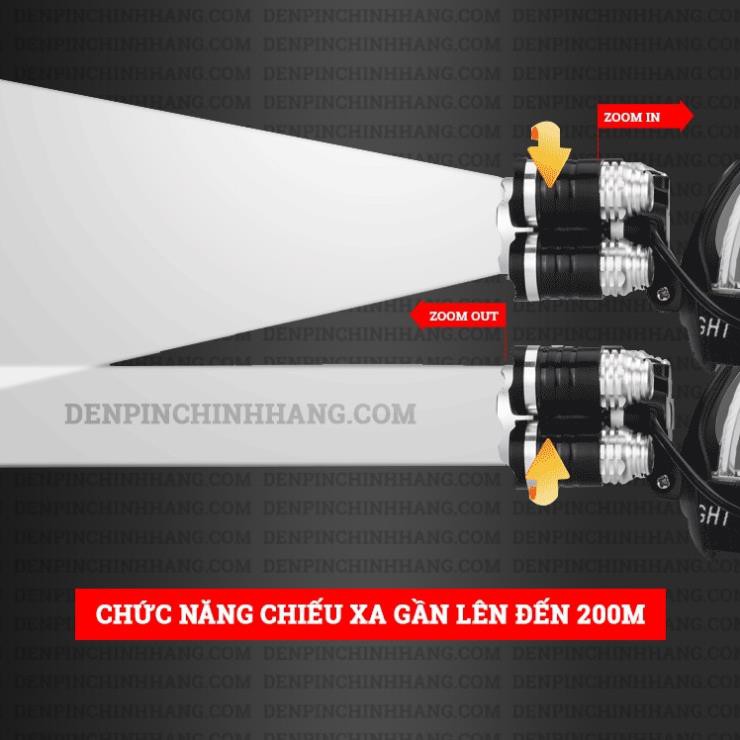 Đèn pin đội đầu 5 bóng 30W phiên bẩn 2021 - Có Zoom xa gần