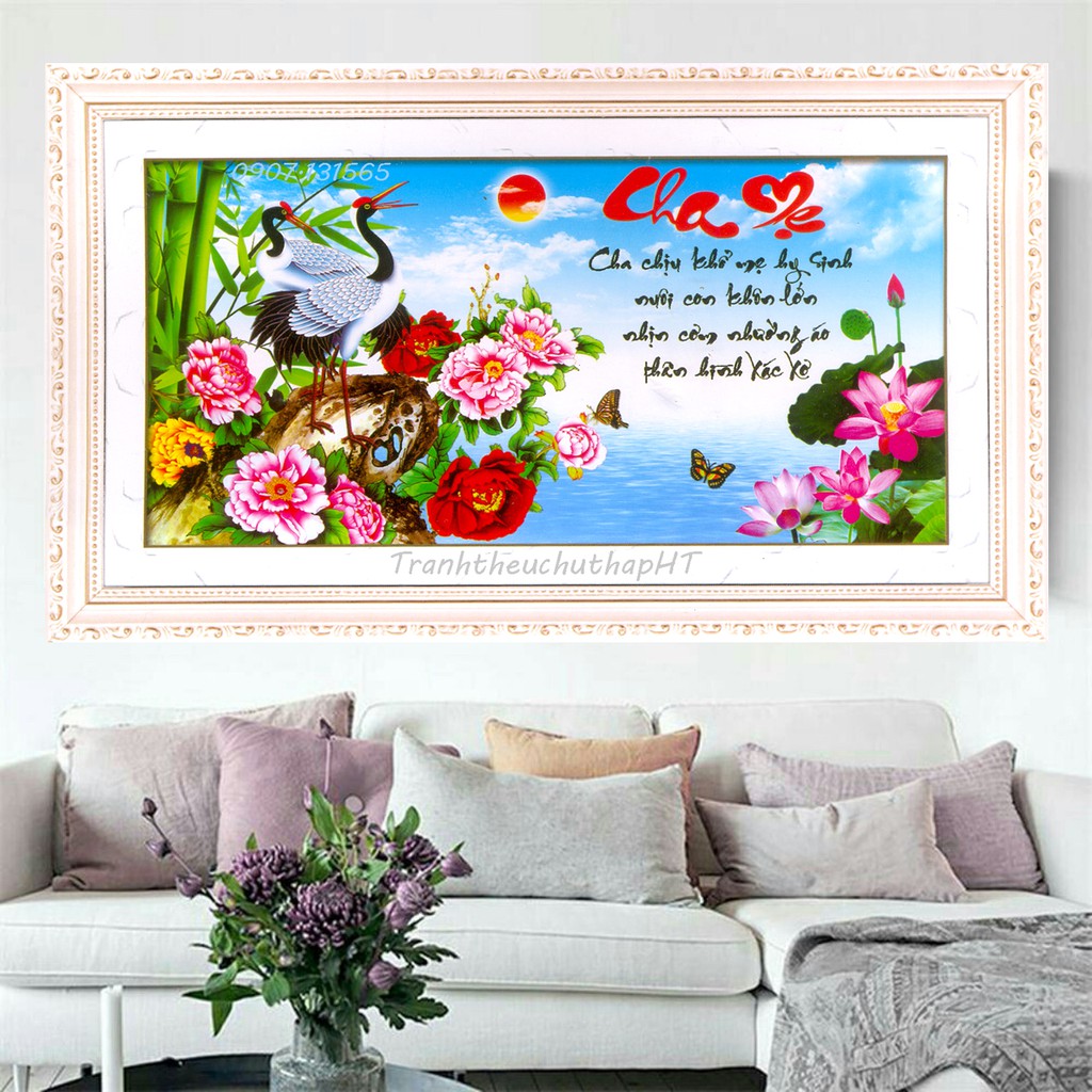 Tranh đính đá cha mẹ LV142 - tự đính