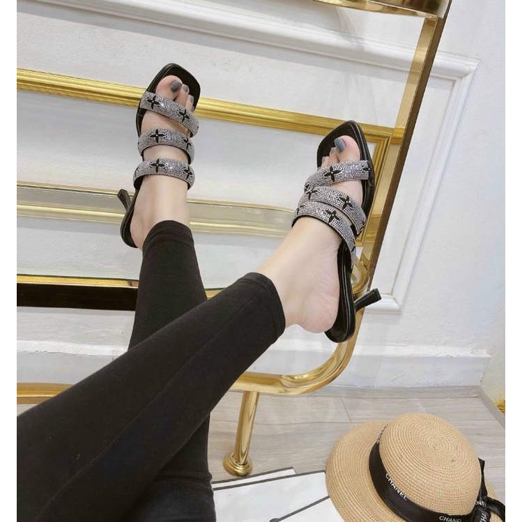 pl(VIDEO) Guốc 7p Quai Hạt Đá Da Mềm Êm Fullbox Cao Cấp