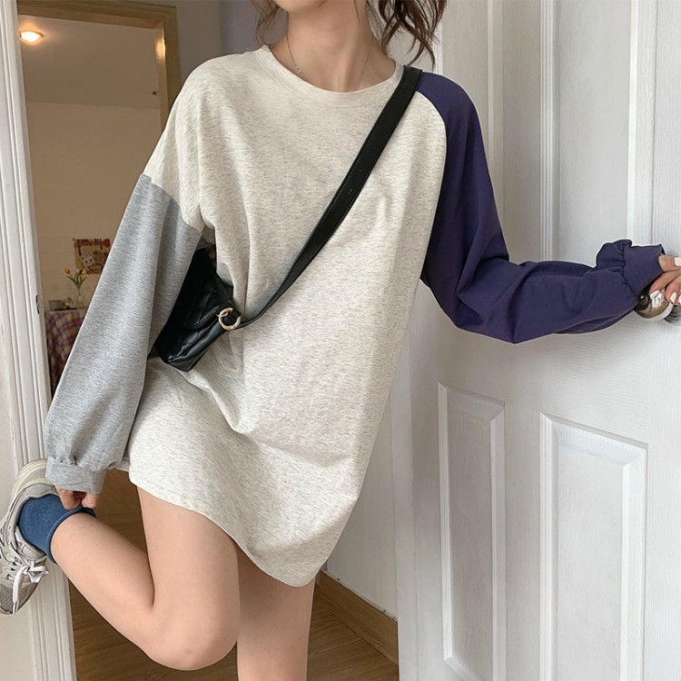 Áo Thun Tay Dài Phối Màu Sắc Tương Phản Cá Tính 198524 Áo Nỉ Form Rộng Thời Trang Hàn Quốc Dễ Phối Đồ
