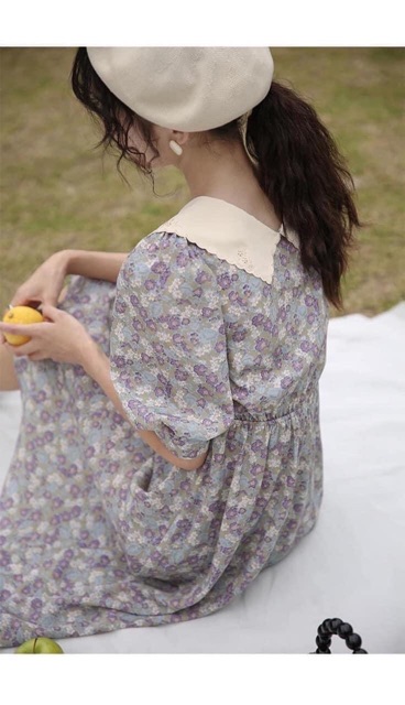 Váy cổ thêu vintage nhiều màu