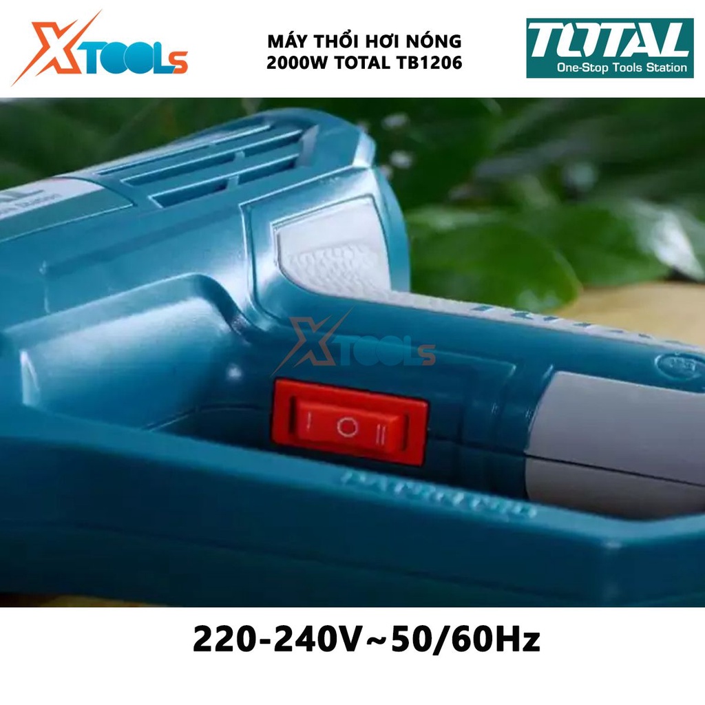 Máy thổi hơi nóng Total TB1206 Máy khò nhiệt cầm tay công suất 2000W Nhiệt độ350 ° C / 550 ° C Luồng khí: 300/500 L/phút