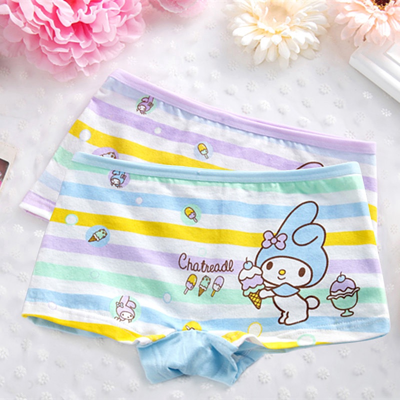 1 Quần Lót Boxer Vải Cotton Thoáng Khí In Hình Thỏ Hoạt Hình Cho Bé Gái