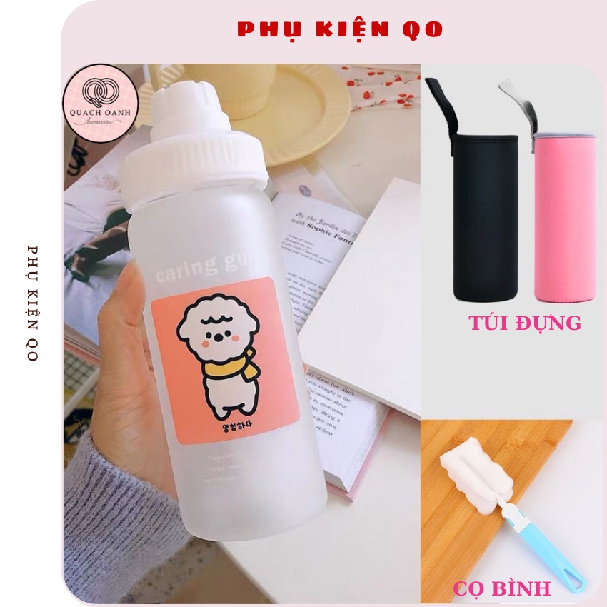 Combo Bình Nước Cọ Bình Túi Đựng QO Bình Nước Cute Hoạ Tiết Cừu - BN25