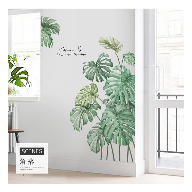 Decal dán tường lá cây nhiệt đới