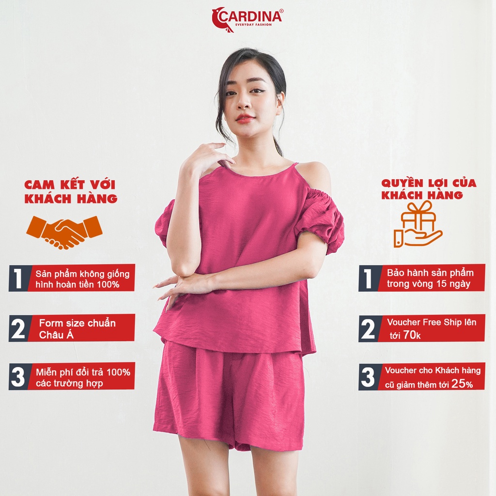 Đồ Bộ Nữ 𝐂𝐀𝐑𝐃𝐈𝐍𝐀 Chất Đũi Bamboo Xước Cao Cấp Áo Trễ Vai Quần Đùi Siêu Mát Màu Sắc Tinh Tế 2DF05
