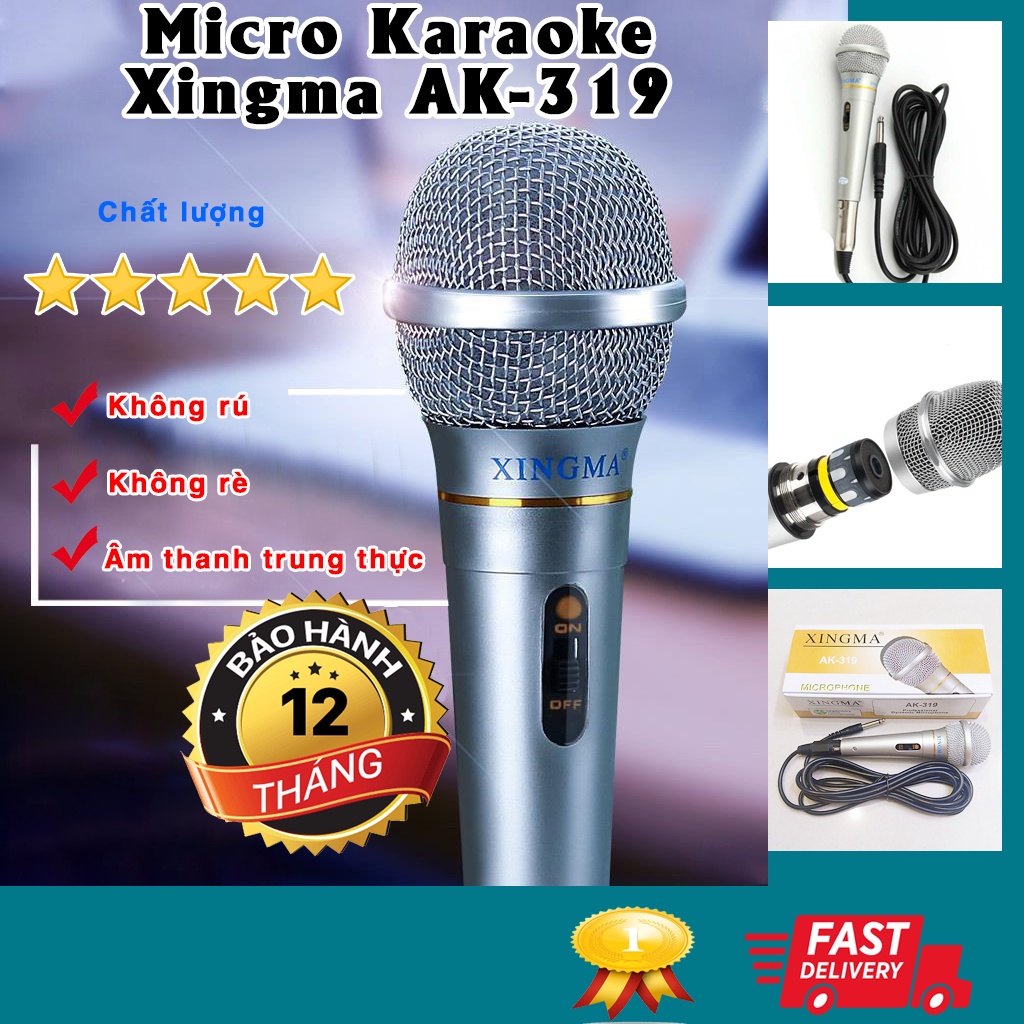 Mic hát karaoke, Micro có dây Micro Karaoke KAW-829 cao cấp thế hệ mới chống hú, chống rè, lọc âm cực tốt. BH 1 ĐỔI 1
