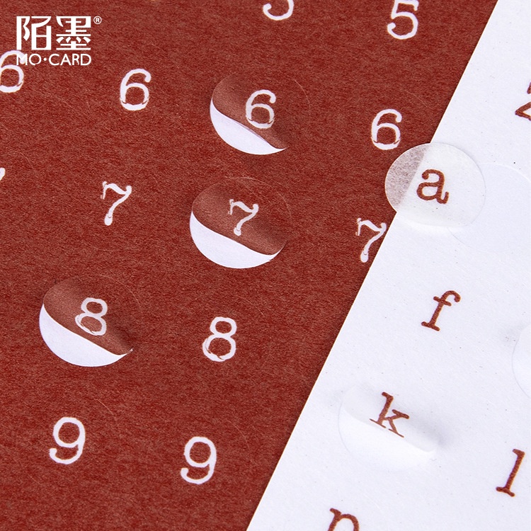Set 2 sticker chữ số phong cách máy đánh chữ cổ điển, hình dán chữ sô vintage trang trí sổ tay DIY