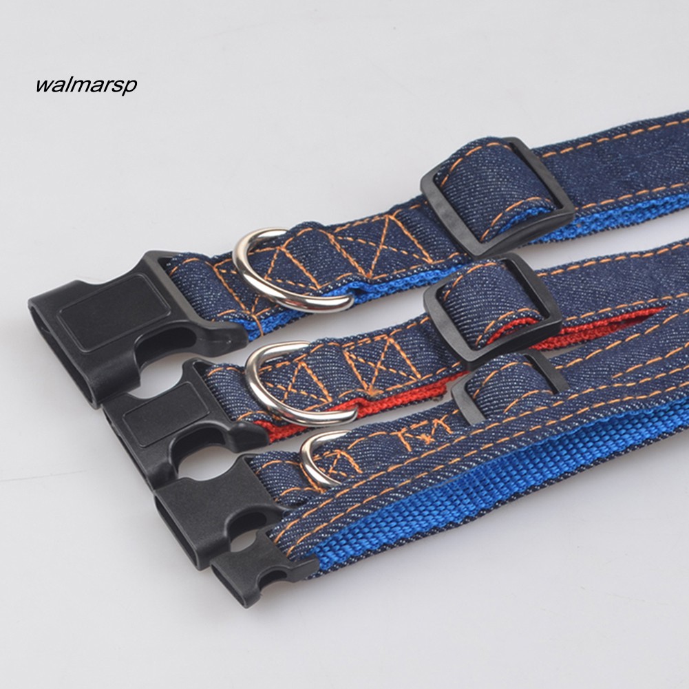 ZZ_Pet Dog Puppy Denim Adjustable Soft Collar Buckle D-ring Necklace Neck Strap