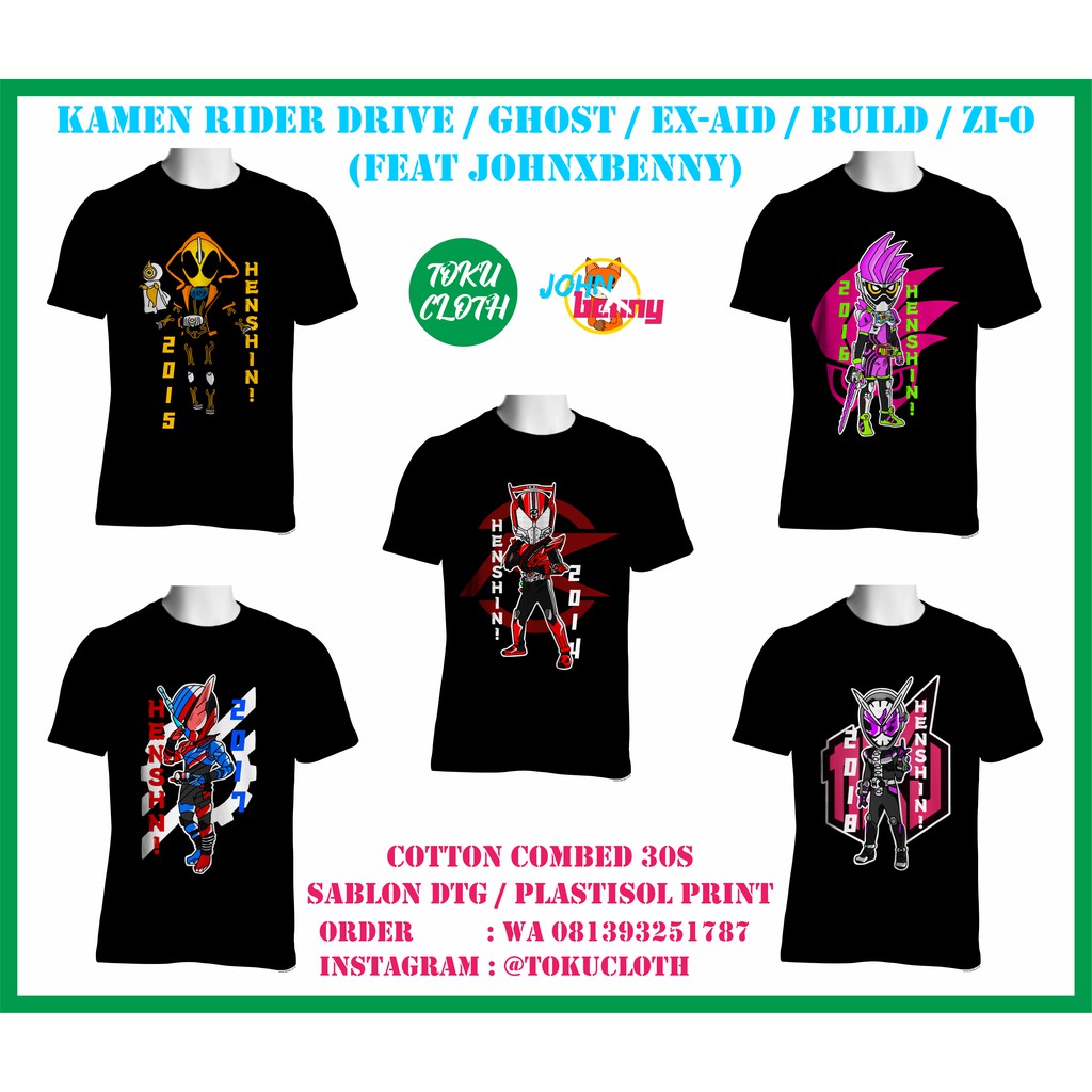 Áo thun in hình Kamen Rider Drive / Ghost / Ex-aid / Build / Zi-o cá tính