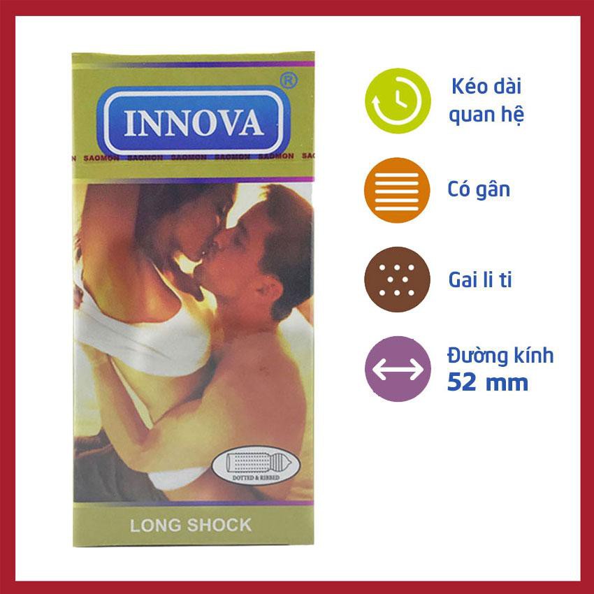 Combo 2 hộp Bao Cao Su Kéo Dài Thời Gian Quan Hệ có Gân và Gai Innova Vàng (Hộp 12 bao x 2 hộp).+ tăng gel durex 50ml.