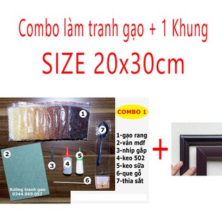 [20x30] Khung + Bộ nguyên liệu tranh gạo