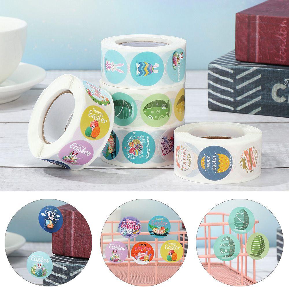 Cuộn 500 Nhãn Dán Hình Tròn Trang Trí Cửa Sổ Phục Sinh Độc Đáo DIY