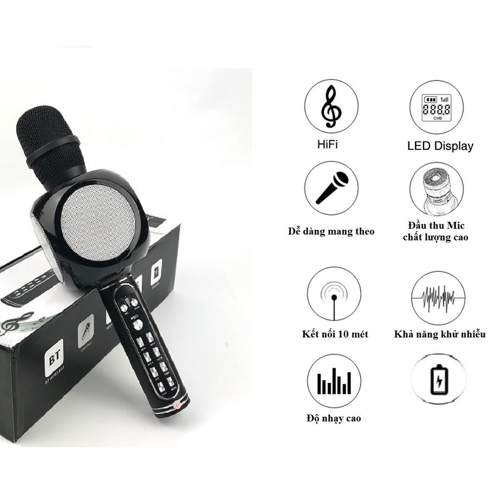 [Mã ELHACE giảm 4% đơn 300K] Micro Karaoke Bluetooth JVJ YS-90 Micro Hát Kèm Loa Kết Nối Thẻ Nhớ, USB Hỗ Trợ Ghi Âm