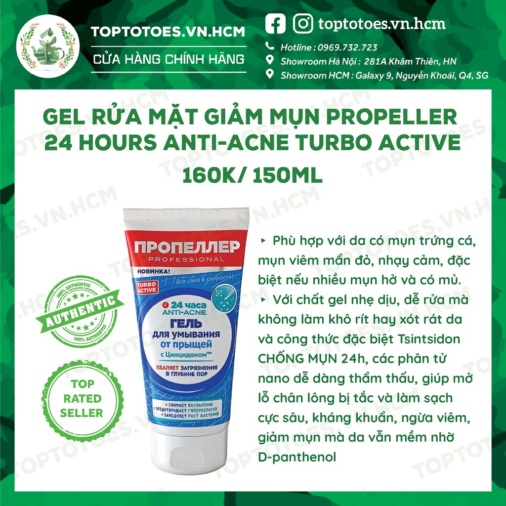 Gel rửa mặt Propeller 24 Hours Anti-acne Turbo Active giảm mụn, ngừa viêm