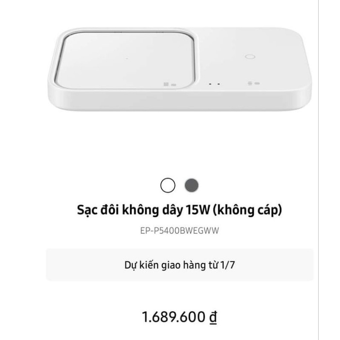 Sạc đôi không dây Samsung 15W (2022) - Hàng Chính Hãng