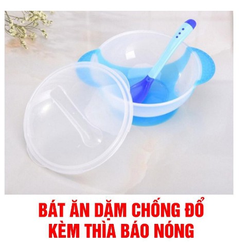 Rẻ vô địch - Bát ăn dặm kèm thìa báo nóng cho bé yêu