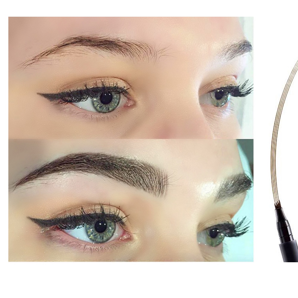 1 Bút Chì Kẻ Lông Mày 4 Ngòi Nhỏ Vẽ Mịn Chống Nước Lâu Trôi