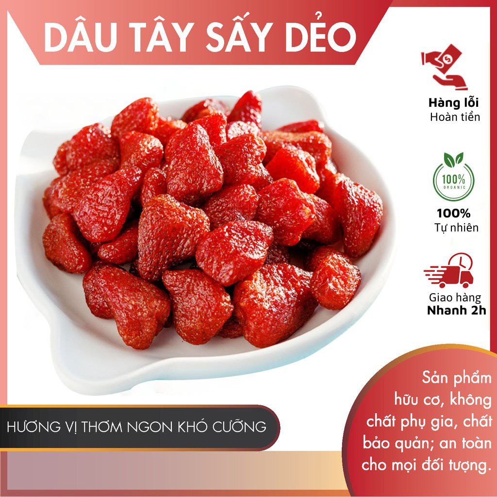 Dâu tây sấy dẻo không đường/ Trái cây sấy không đường nguyên vị HOA QUẢ SẤY DẺO