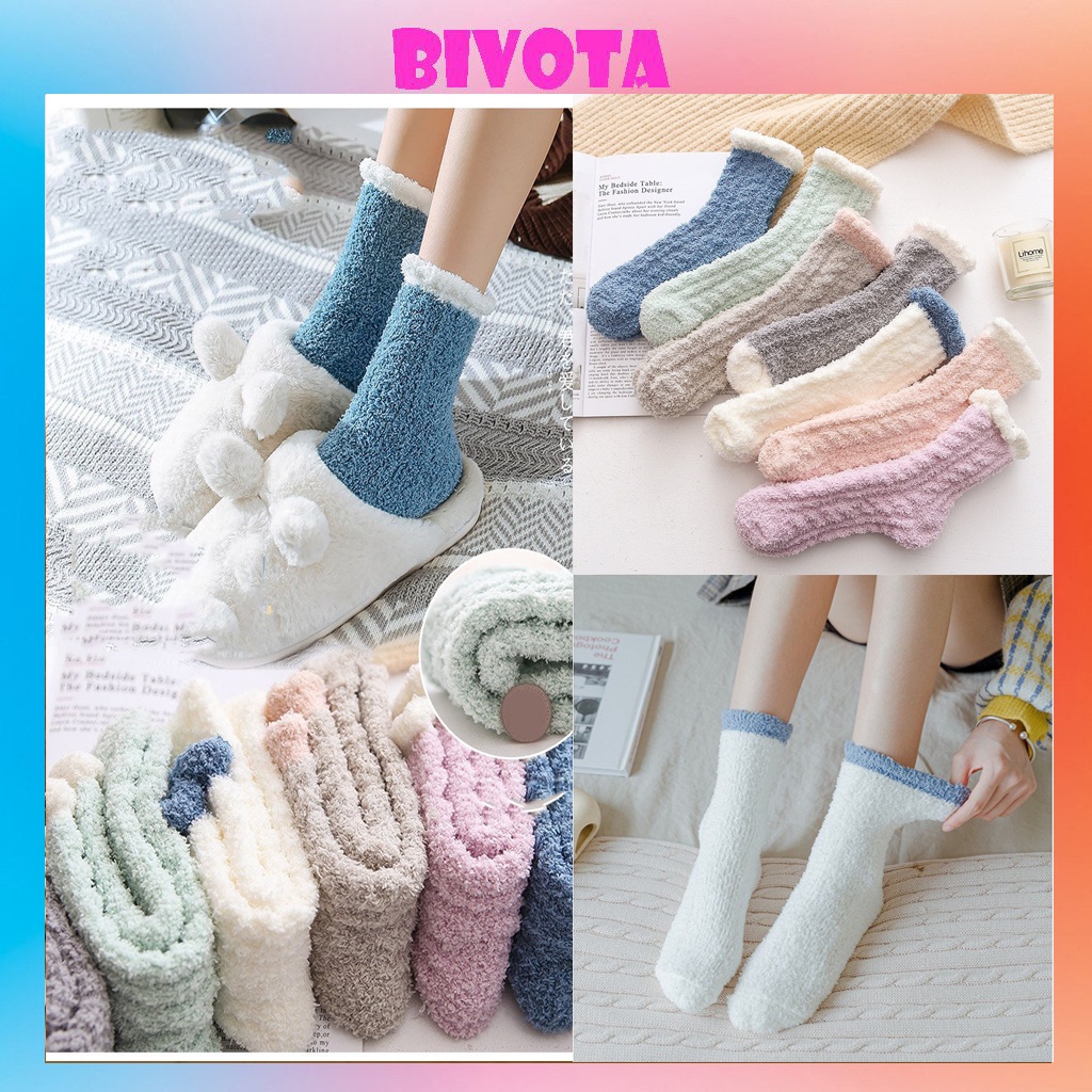 Tất cổ cao nữ Bivota vớ cổ cao len lông cừu siêu xinh phong cách Vintage T129