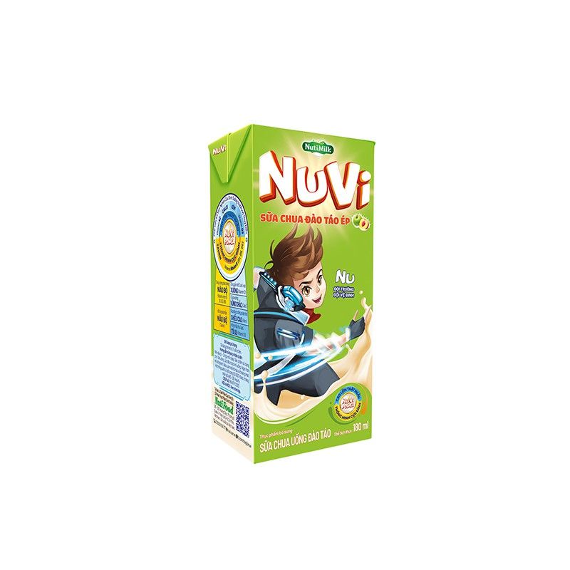 Lốc 4 hộp 180ml Sữa Nuvi Nutifood  vị socola/ cam/ dâu/ đào táo/ trái cây/ lúa mạch