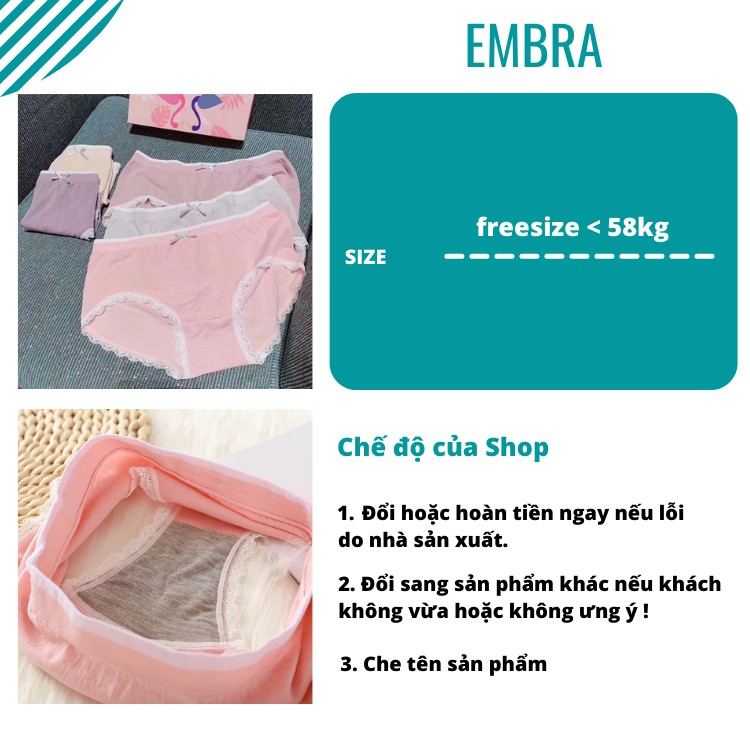 Quần Lót Nữ Thiên Nga 100% Vải Cotton Siêu Thoáng Hoạ Tiết Ren Dập Cao Cấp EBQL02