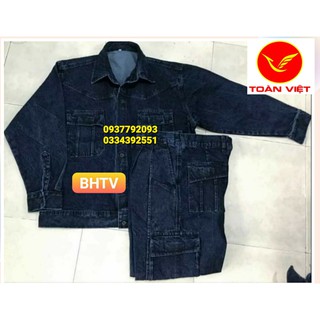 QUẦN ÁO THỢ ĐIỆN VẢI JEAN COTTON 100% ( LOẠI TỐT ),Quần áo jean điện lực, thợ hàn .