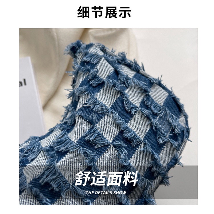 Túi Xách Đeo Vai Denim Thiết Kế Dây Bản Rộng Thời Trang Cho Nữ