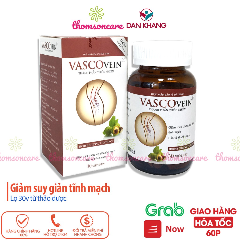 Vascovein - Viên uống hỗ trợ giảm suy giãn tĩnh mạch, trĩ, sưng đau phù chân Lọ 30 viên từ thảo dược