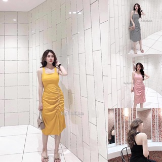 VÁY 2 DÂY ĐAN DÂY LƯNG NHÚM LỆCH SIÊU SEXY