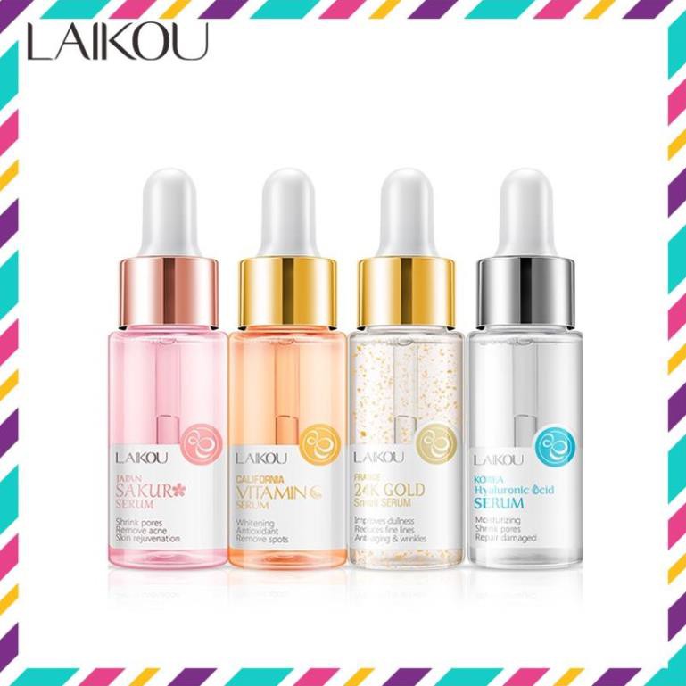Serum LAIKOU Tinh Chất Hoa Anh Đào Nhật Bản/Axit Hyaluronic/Vàng 24K/Vitamin C Dưỡng Trắng Da Chống Lão Hóa