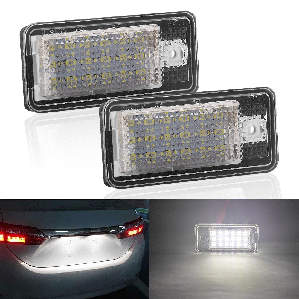 2 Chiếc Xe LED Biển Số Đèn 12V Trắng Lỗi Miễn Phí Cho AUDI A3 A4 A6 A8 Q7 RS6 Plus / Avant RS4 Quattro 2006 2007 2008