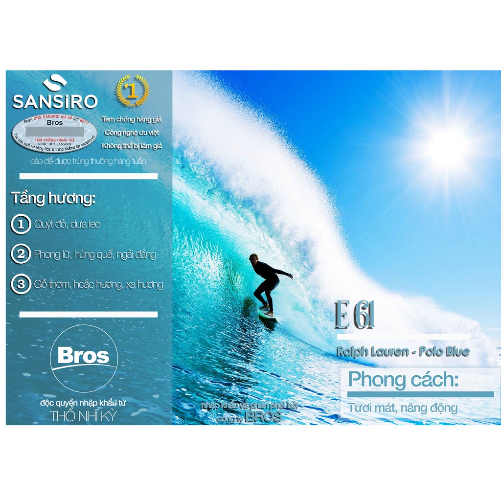 [BROS] E61 - Nước hoa Sansiro Thổ Nhĩ Kỳ 8ml cho nam | BigBuy360 - bigbuy360.vn