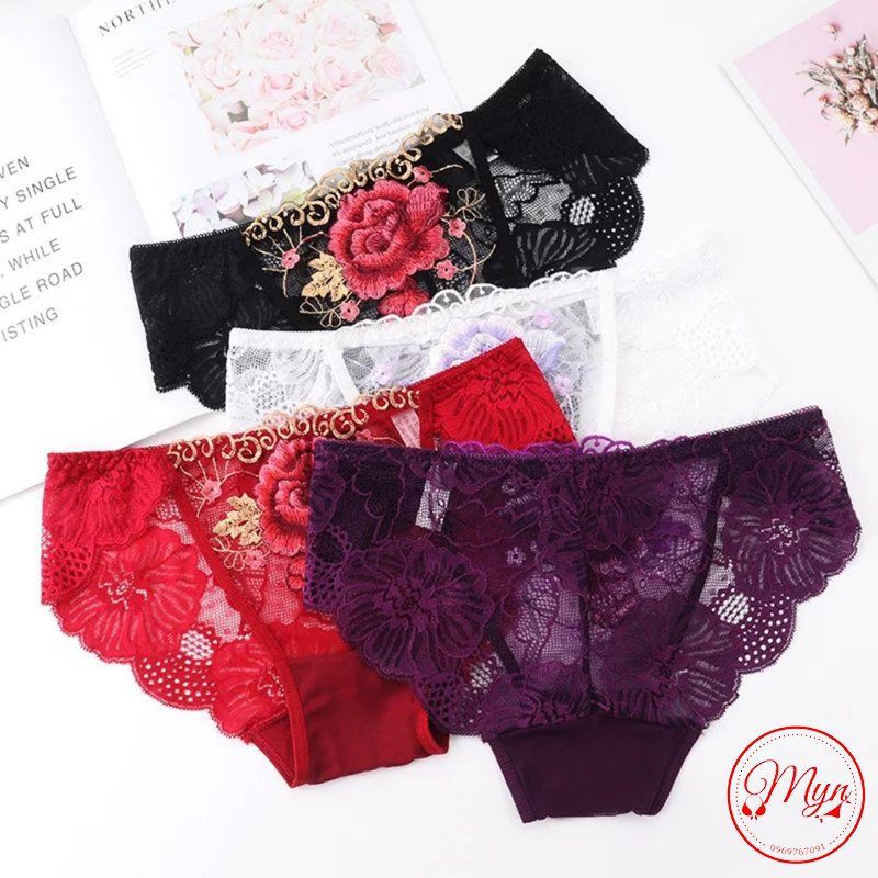 [SEXY QUẦN LÓT REN CAO CẤP THÊU HOA HỒNG QUYẾN RŨ SEXY