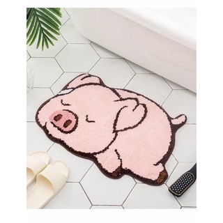 Thảm lông cừu hoạt hình heo, thảm dễ thương, thấm hút tốt