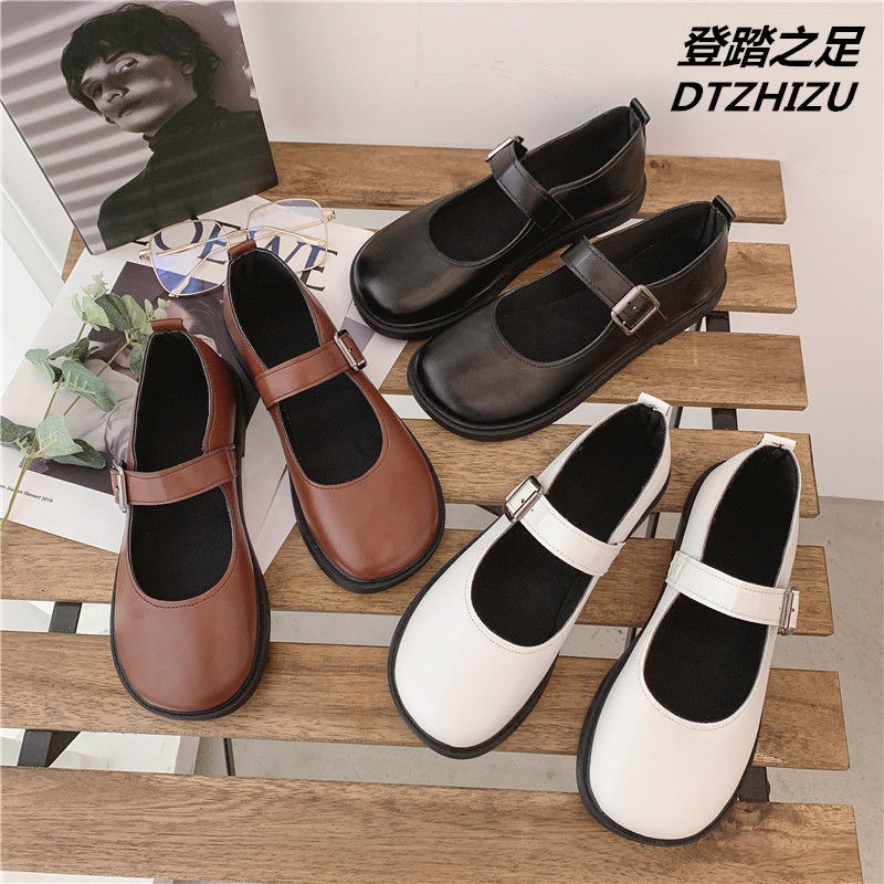 Giày Da Đế Bằng Kiểu Retro Anh Thiết Kế Dễ Thương Cho Nữ | BigBuy360 - bigbuy360.vn