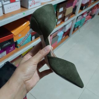giày cao gót khoét eo chất da lộn