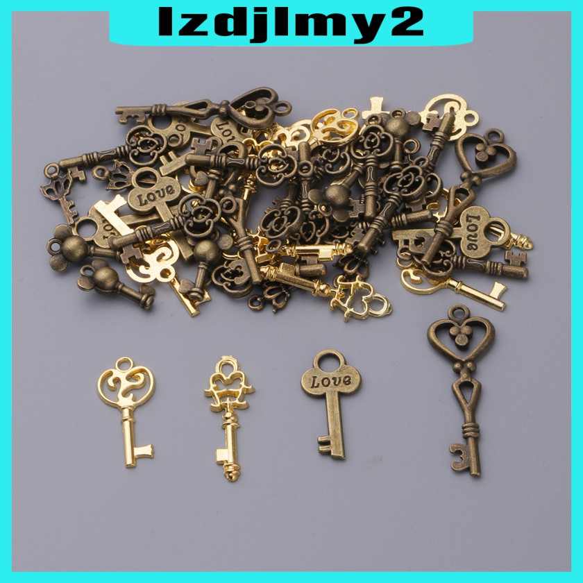 CHARMS Bán Sỉ 50 Mặt Dây Chuyền Hình Chìa Khóa Đồng Cổ