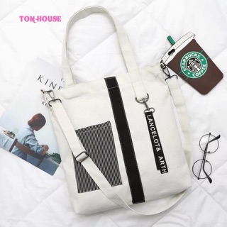 Túi tote sọc khuy
