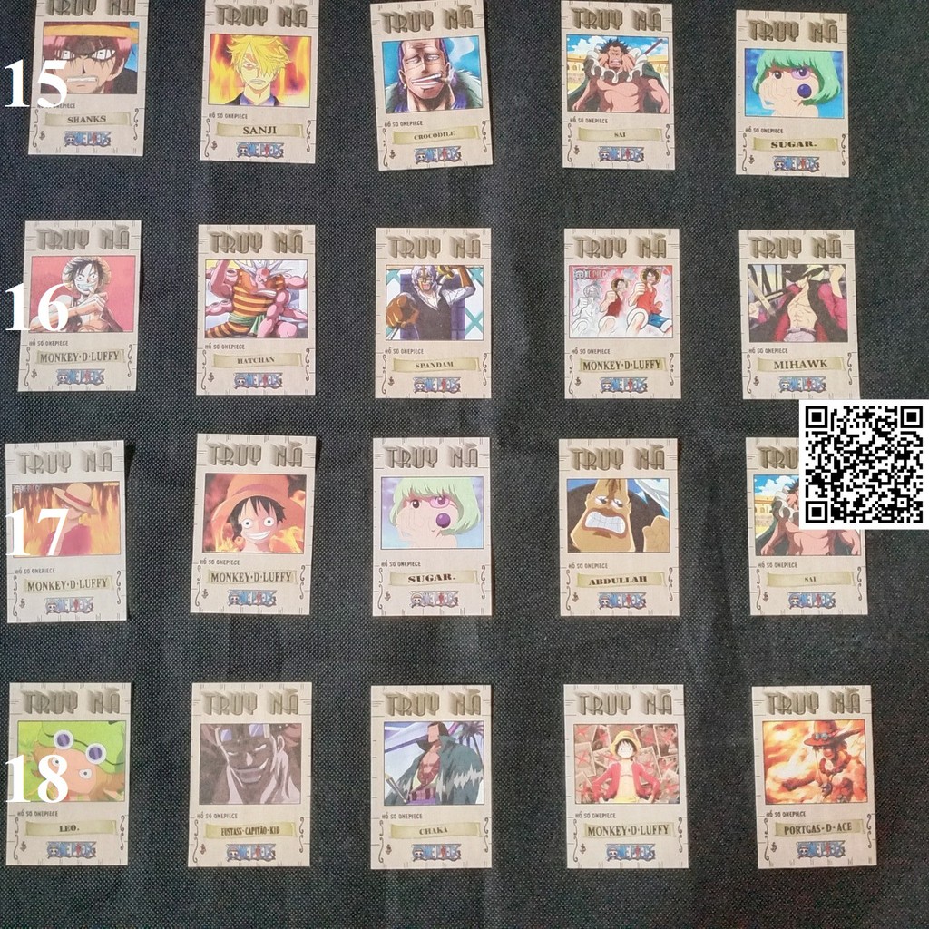 1459-2 Combo 5 Thẻ truy nã trong Anime One Piece Luffy đảo hải tặc Mũ Rơm nhiều mẫu