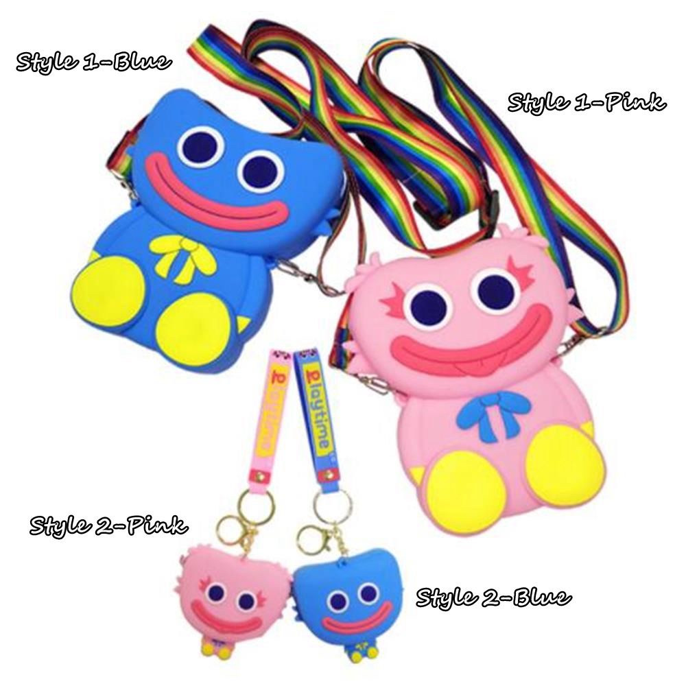 Đồ chơi Fidget Pop It giảm căng thẳng có bong bóng dạng túi xách đeo vai hình nhân vật game Huggy Wuggy màu hồng/xanh