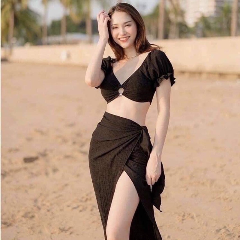 Bikini đồ bơi nữ kín đáo tắm biển 3 mảnh mùa hè