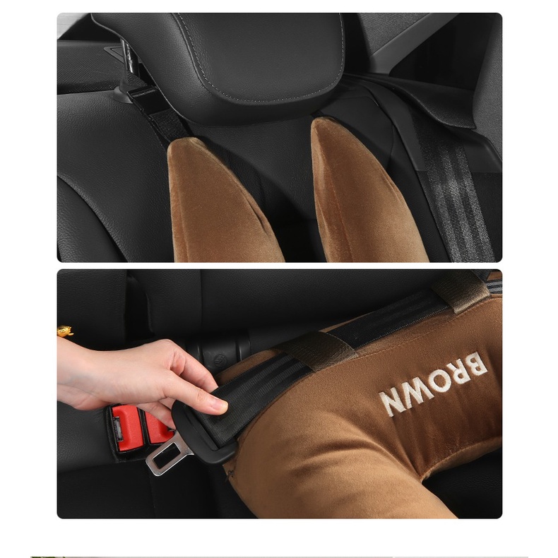 GỐI TỰA, GỐI ÔM, GỐI AN TOÀN TRÊN XE Ô TÔ CHO GIA ĐÌNH MỀM MỊN HÌNH GẤU BROWN SANG TRỌNG