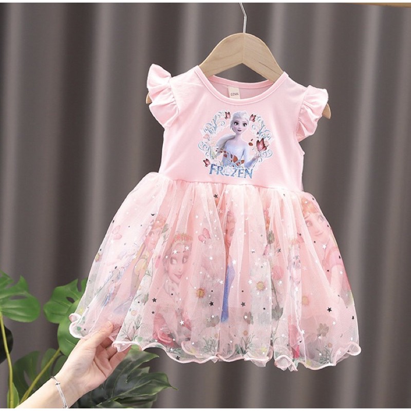 Đầm thun voal công chúa Elsa.