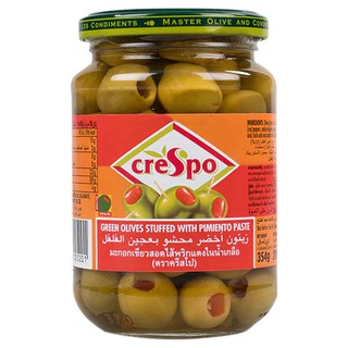 Olive xanh không hạt Green Olives Stuffed With Pimiento Paste Crespo 370ml (Jar)