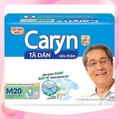 Tã dán Caryn người già M 20 miếng, bĩm dán cho người lớn size m 20 miếng/ gói