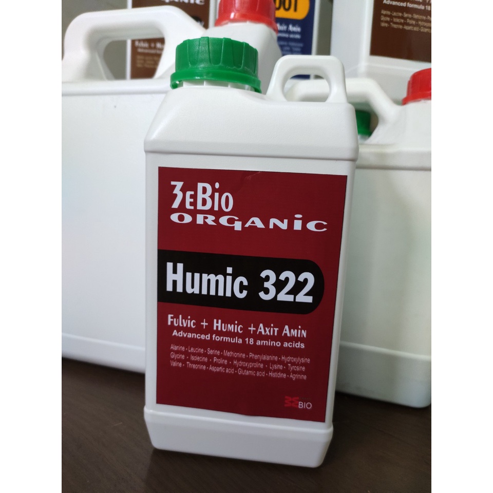 Phân bón acid HUMIC 322 - kích thích ra rễ mạnh - chống ngộ độc cho cây trồng - chai 1 lít (3EBIO)