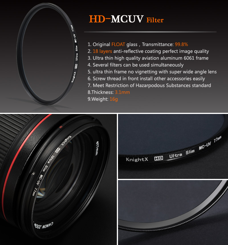 Kính lọc HD MC UV + CPL + phân cực ND2-1000 49MM 52MM 55MM 58MM 62MM 67MM